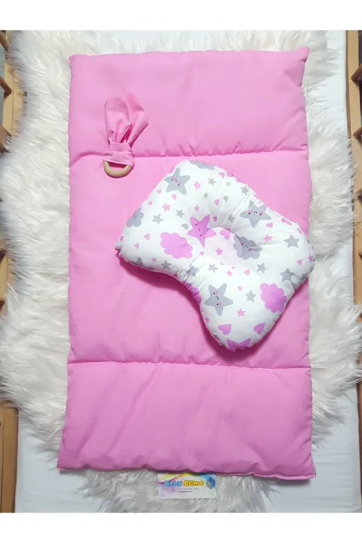 Baby Clime ÇİFT BAKIM-1 Çift Taraflı Bebek Bakım Seti - Alt Açma Minderi, Baş Düzeltme Yastığı Ve Ahşap Diş Kaşıyıcı