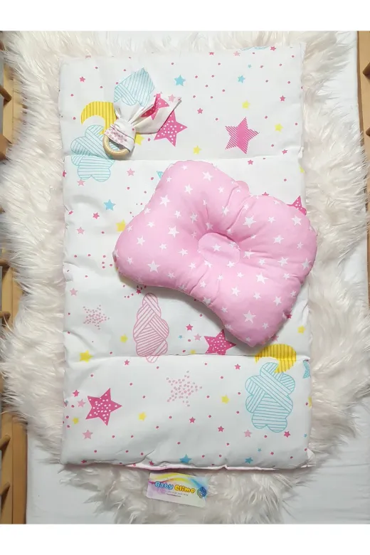 Baby Clime ÇİFT BAKIM-7 Çift Taraflı Bebek Bakım Seti - Alt Açma Minderi, Baş Düzeltme Yastığı Ve Ahşap Diş Kaşıyıcı