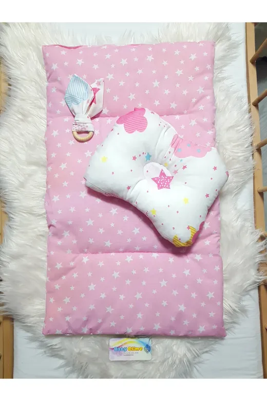 Baby Clime ÇİFT BAKIM-7 Çift Taraflı Bebek Bakım Seti - Alt Açma Minderi, Baş Düzeltme Yastığı Ve Ahşap Diş Kaşıyıcı