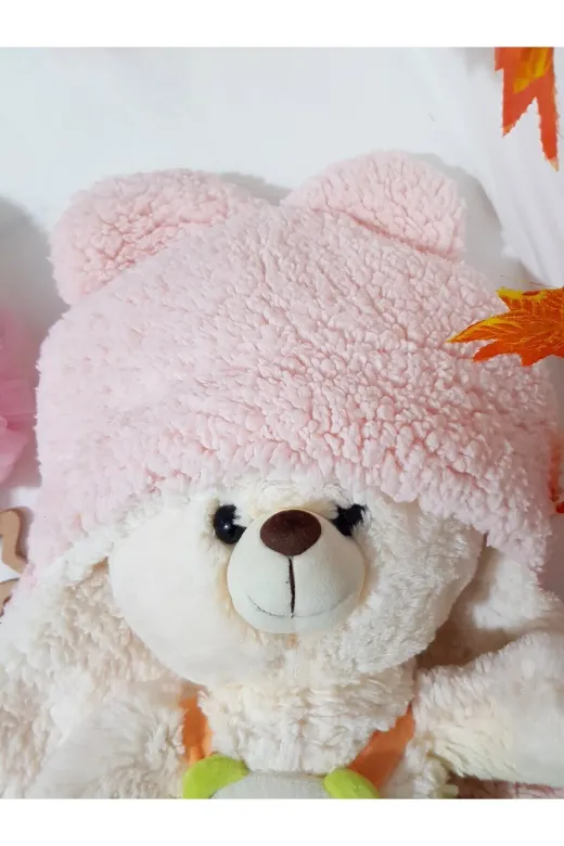 Baby Clime İSİM-DIŞUYKUTULUMU Bebek Dış Kundak Uyku Tulumu Açık Pembe - Pelüş Kapüşonlu Çift Katman Ayaklı Model
