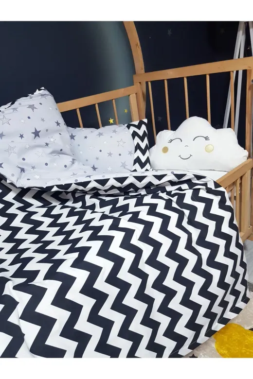 Baby Clime USR-6-90130-1. Bebek Uyku Seti - Hediye Bulut Yastıklı, Beyaz Çarşaf, Yastık, 95X135 Yorgan