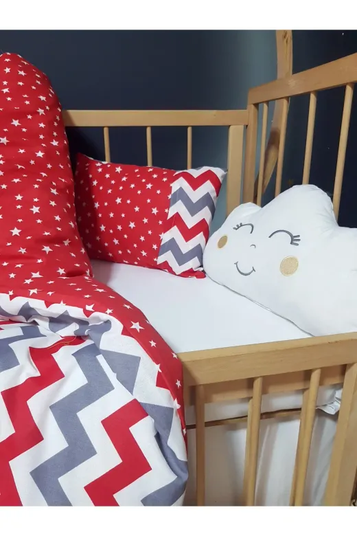 Baby Clime USR-6-90130-1. Çift Taraflı Bebek Uyku Seti 90X130 - Bulut Yastık Hediyeli, Yorgan, Çarşaf, Yastık
