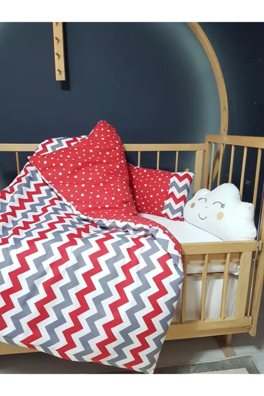 Baby Clime USR-6-90130-1. Çift Taraflı Bebek Uyku Seti 90X130 - Bulut Yastık Hediyeli, Yorgan, Çarşaf, Yastık