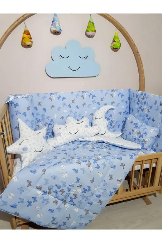 Baby Clime USR-60120-1. 60X120 Bebek Uyku Seti - Cibinliksiz - Kelebek Desenli (Mobilya Beşik Hariç)