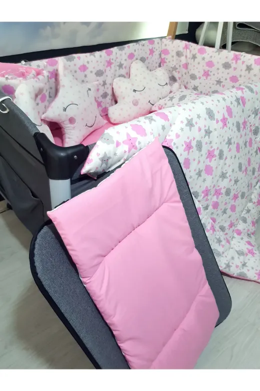 Baby Clime USR-70110-1. 70X110 Bebek Uyku Seti - Cibinliksiz - Kalp Bulut Yıldız (Park Beşik Hariç)
