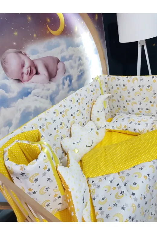 Baby Clime USR-70130-1. 70X130 Bebek Uyku Seti - Cibinliksiz - Ay Yıldız Desenli (Mobilya Beşik Hariç)