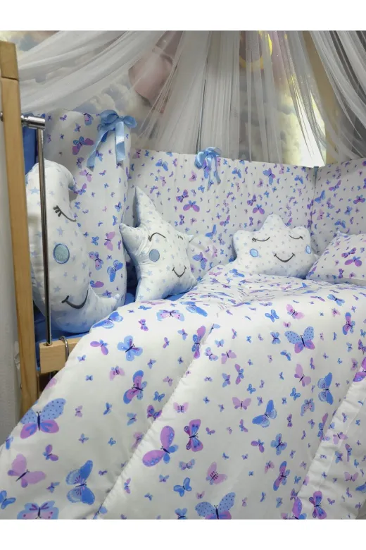 Baby Clime USR-70130-LCİB-1. 70X130 Bebek Uyku Seti - Lüks Cibinlik Ve Aparat Dahil - Kelebek Desenli