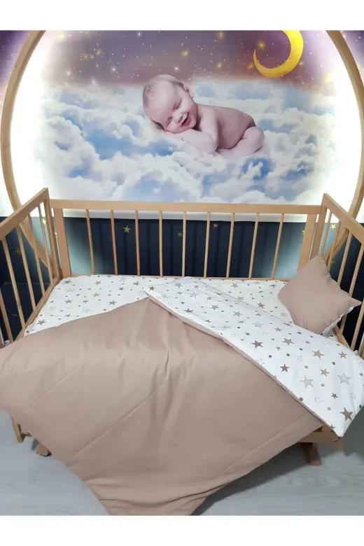 Baby Clime USR-90130-5'Lİ 90X130 Bebek Uyku Seti 5'li - Kahverengi Yıldız Desenli (Tüm Ölçülere Uygun)