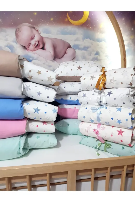 Baby Clime USR-90130-5'Lİ 90X130 Bebek Uyku Seti 5'li - Kahverengi Yıldız Desenli (Tüm Ölçülere Uygun)
