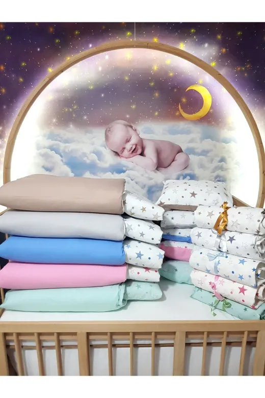 Baby Clime USR-90130-5'Lİ 90X130 Bebek Uyku Seti 5'li - Yeşil Yıldız Desenli (Tüm Ölçülere Uygun)