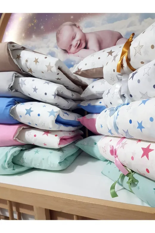 Baby Clime USR-90130-5'Lİ 90X130 Bebek Uyku Seti 5'li - Yeşil Yıldız Desenli (Tüm Ölçülere Uygun)