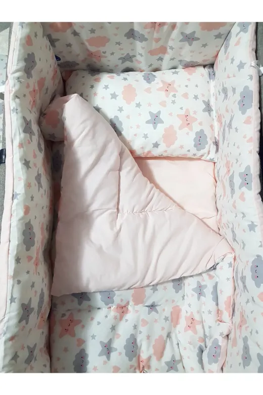 Baby Clime USR-KETENTB-4585-1. 45X85 Keten Portatif Beşik Ve Uyku Seti - Anne Yanı Beşik Tenteli Sepet Beşik