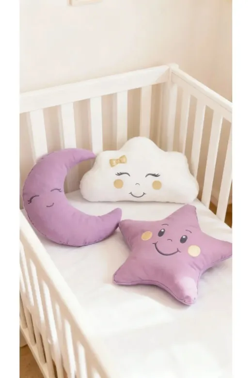 Baby Clime Uyku Arkadaşı Yastık-1. Gül Kurusu Uyku Arkadaşı Yastık Seti - Kurdele Nakışlı