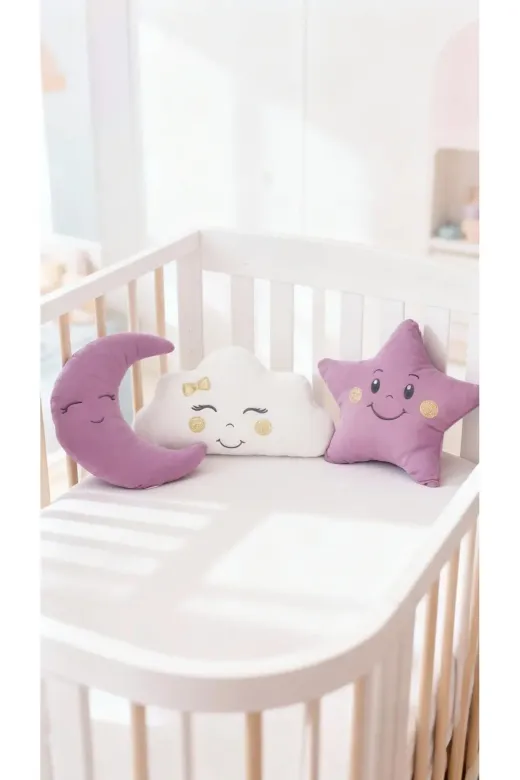 Baby Clime Uyku Arkadaşı Yastık-1. Gül Kurusu Uyku Arkadaşı Yastık Seti - Kurdele Nakışlı