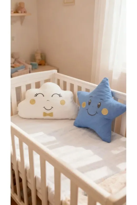 Baby Clime Uyku Arkadaşı Yastık-1. Mavi Uyku Arkadaşı Yastık Seti - Papyon Nakışlı