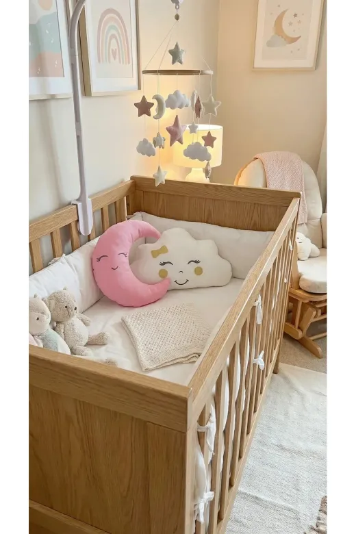 Baby Clime Uyku Arkadaşı Yastık-1. Pembe Uyku Arkadaşı Yastık Seti - Kurdele Nakışlı
