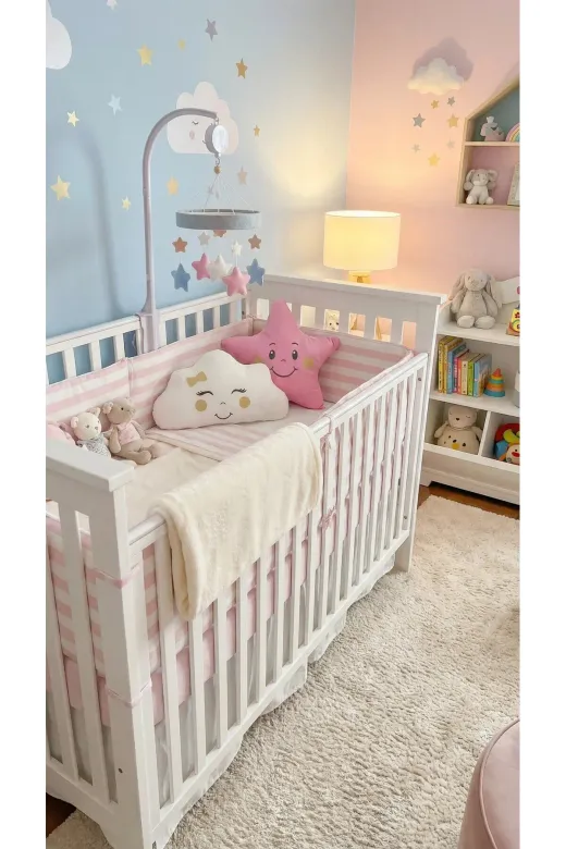 Baby Clime Uyku Arkadaşı Yastık-1. Pembe Uyku Arkadaşı Yastık Seti - Kurdele Nakışlı