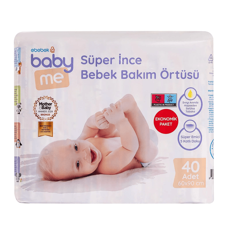 Baby Me GHGHGH365JJMG Süper İnce Alt Değiştirme Örtüsü 60X90 Cm 40 Adet