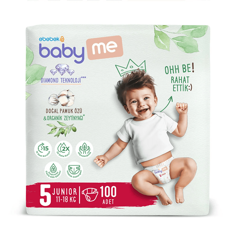 Baby Me HJGJGJ540GGJ Junior 5 Numara Bebek Bezi 11-18 Kg 100 Adet