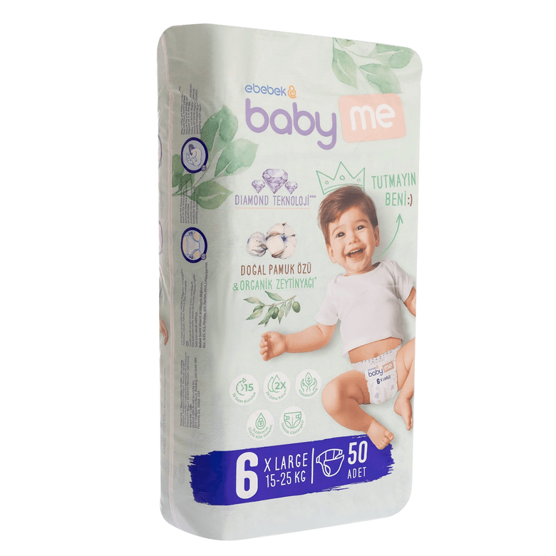 Baby Me JJJ344GLKML Xl 6 Numara Bebek Bezi 15-25 Kg 50 Adet