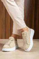 Bağcıklı Erkek Sneaker Bej Süet