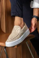 Bağcıklı Triko Erkek Casual Ayakkabı Bej