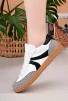 Bağcıklı Unisex Spor Ayakkabı Beyaz Siyah