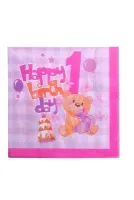 BAKBURAYA YAPAY ÇİÇEKÇİLİK 1 YAŞ HAPPY BIRTHDAY DETAYLI PEMBE PEÇETE