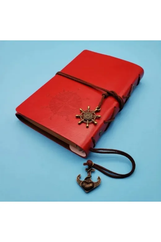 Balance Life GROUP-2580266 Mey İthalat® Pusula Tasarımlı Kırmızı Deri Defter
