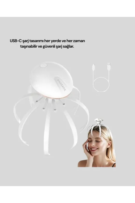 Balance Life GROUP-2586632 Mey İthalat® Elektrikli Kafa Masaj Cihazı 3 Modlu Usb-C Şarjlı Rahatlatıcı Masaj Aleti