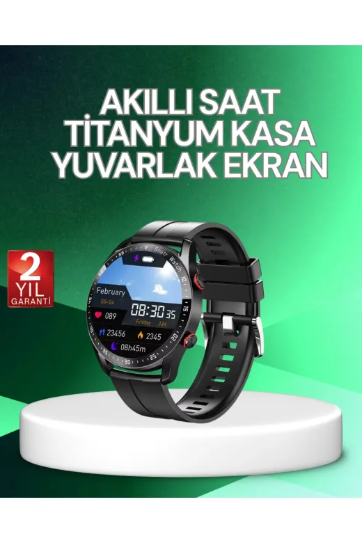 Balance Life GROUP-2587116 Mey İthalat® Akıllı Saat Titanyum Kasa Yuvarlak Ekran Alarm Uyku Ve Sağlık Takibi Titreşimli