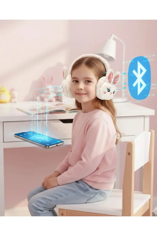 Balance Life GROUP-2587239 Mey İthalat® Peluş Tavşan Kulaklı Bluetooth Kulaklık Kablosuz Müzik Ve Tf Kart Destekli