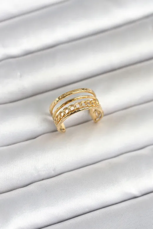 Balance Life GROUP-2587667 Mey İthalat® 316L Çelik Gold Renk Zincirli Vintage Model Kadın Yüzük