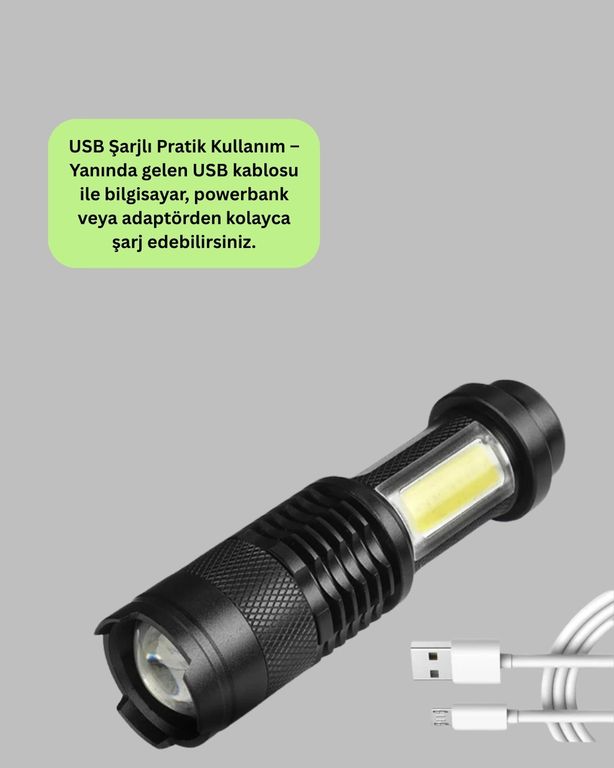 Balancelife 120386592 Mey İthalat Odak Ayarlı 2000 Lümen Şarjlı Led El Feneri