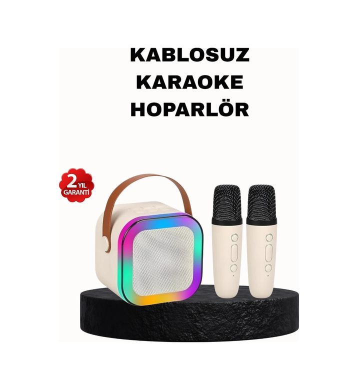 Balancelife 125023912 Mey İthalat Karaoke Hoparlör Taşınabilir Çift Mikrofonlu Ve Led Işıklı Bluetooth 5.0 Çok Renkli
