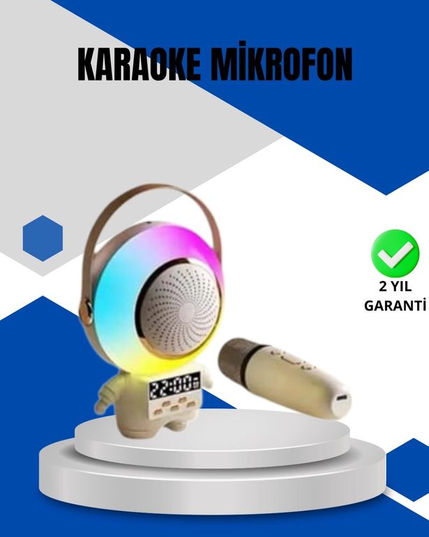 Balancelife 125024441 Mey İthalat Kablosuz Mikrofonlu Astronot Tasarım Bluetooth Speaker Karaoke Çok Renkli
