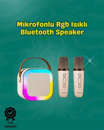 Balancelife 125025270 Mey İthalat İki Mikrofonlu Renkli Led Işıklı Karaoke Cihazı Çok Renkli