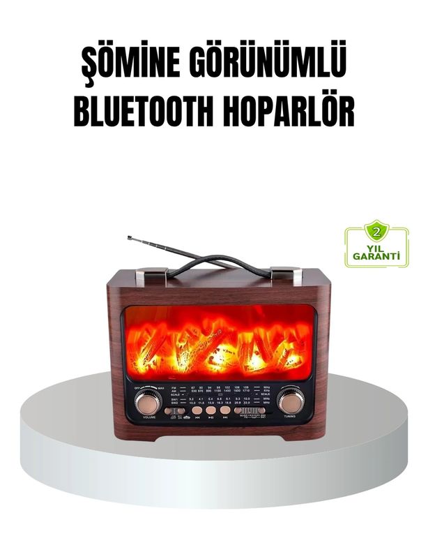 Balancelife 125025829 Mey İthalat Solar Şarjlı Şömine Alev Efektli Bluetooth Hoparlör 7W Taşınabilir Ses Sistemi Çok Renkli