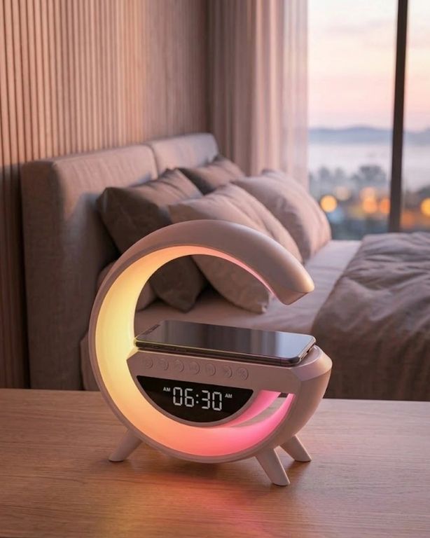 Balancelife 125028966 Mey İthalat Rgb Gece Lambalı Kablosuz Şarj Cihazlı Bluetooth Hoparlör Dijital Saat Çok Renkli