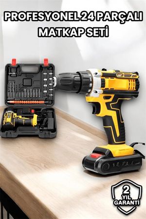 Balancelife 125070910 Mey İthalat Metal Dişli 24W Akülü Matkap -Çift Bataryalı Ve Led Çalışma Işığı İle Tam Set