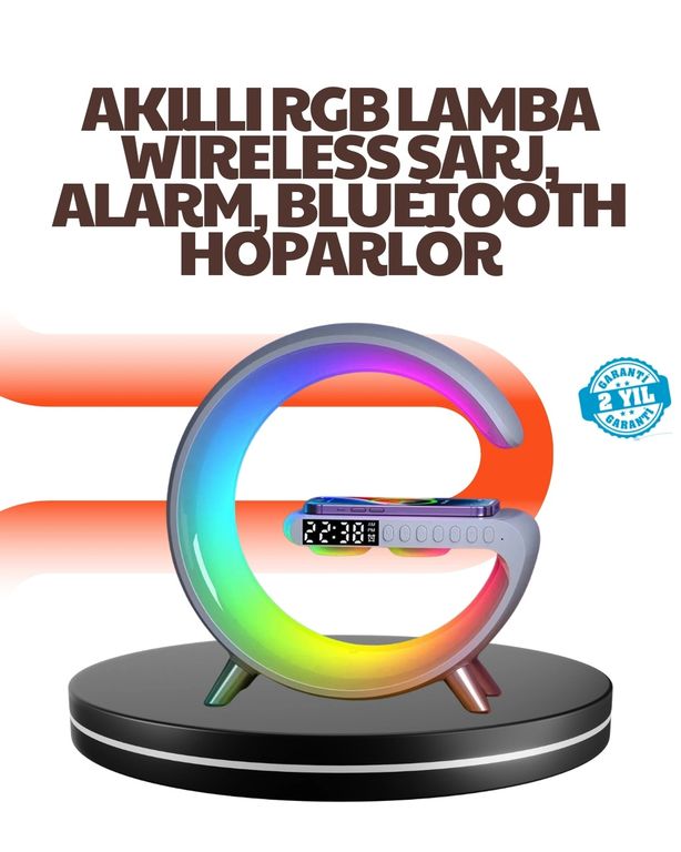 Balancelife 125866524 Mey İthalat 15W Hızlı Kablosuz Şarj Destekli Çok Fonksiyonlu Akıllı Masa Lambası Çok Renkli