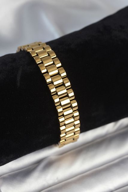 Balancelife 126033255 316L Çelik Gold Renk 12 Mm Kalınlık Erkek Bileklik Beyaz Altın