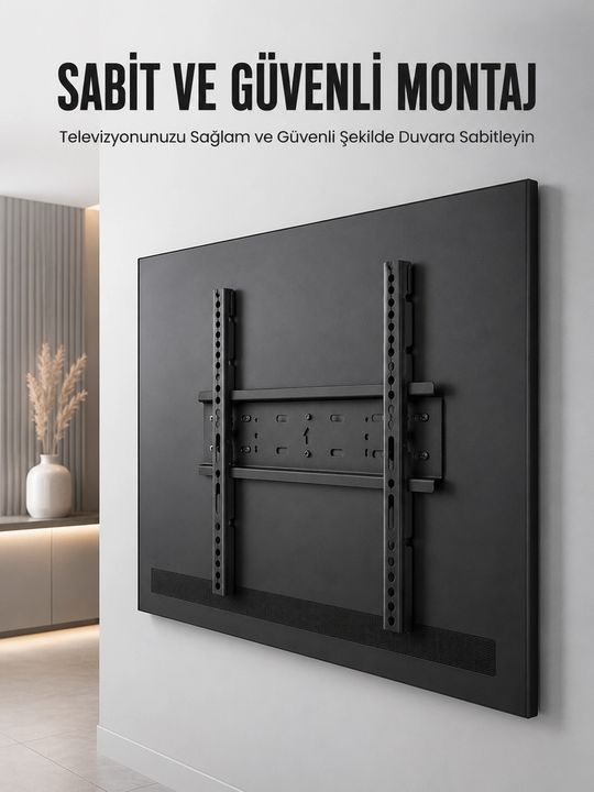 Balancelife 133322700 Mey İthalat Profesyonel Sabit Tv Askı Aparatı Ultra Dayanıklı Çelik Duvar Montaj Braketi 50-95 İnç