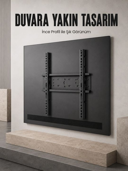 Balancelife 133322732 Mey İthalat Sabit Televizyon Askı Aparatı 50"-95" İnce Profil Sağlam Metal Tv Duvar Braketi