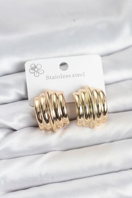 Balancelife MEYEB694f9269dfe85b59c5097e03-BLMY Mey İthalat Vintage Model 316L Çelik Gold Renk Kadın Küpe Çok Renkli
