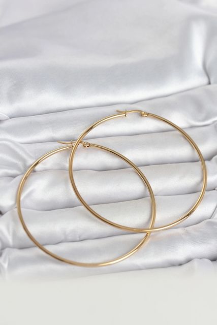 Balancelife MEYEB69945d65fc907e4e5e01b0c7-BLMY Mey İthalat 316L Çelik Gold Renk 70 Mm Kadın Halka Küpe Çok Renkli