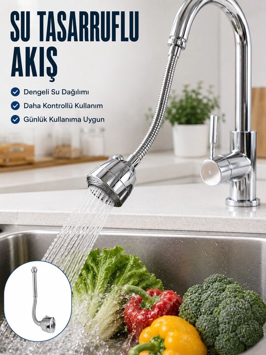 Balancelife MEYTDUCZZMUSLUKUZATMA-4-BLMY Mey İthalat Ayarlanabilir Musluk Başlığı Esnek Spiral Hortumlu Lavabo Uzatma Aparatı