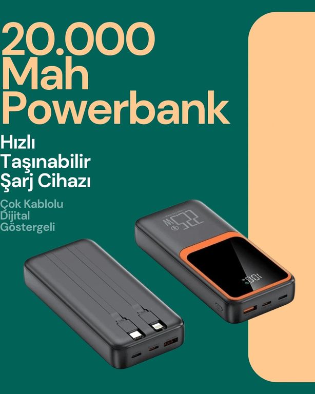 Balancelife MEYTDUCZZZ20.000POWERHIZLI1-2-BLMY Mey İthalat Taşınabilir Şarj Cihazı 20000 Mah 22.5W Hızlı Şarj + Dijital Ekran + Kablo Dahil Çok Renkli 31339335