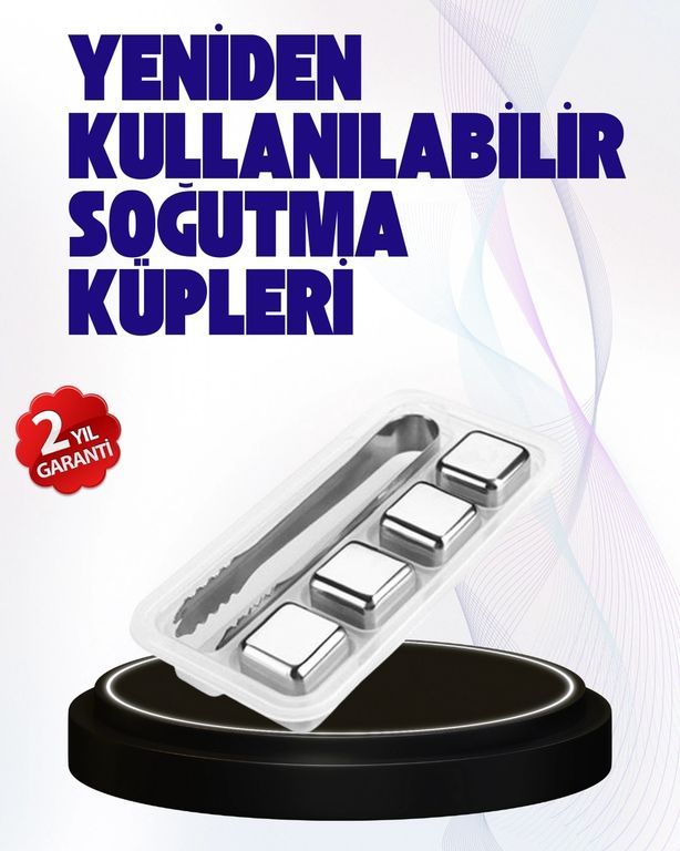 Balancelife MEYTDUCZZZBUZMAŞA-BLMY Mey İthalat Paslanmaz Çelikten Üretilmiş Metal Buz Küpü Seti Ve Buz Klipsi Çok Renkli