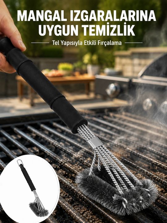 Balancelife MEYTDUCZZZIZGARATEMİZLEMETELİBTF-8-BLMY Mey İthalat Uzun Saplı Izgara Temizleme Fırçası Çelik Telli Yeni Nesil Çok Renkli